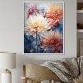 thumbnail image 1 of Designart "Subtle Beauty: Minimalistic White And Coral Mums" Chrysanthemums Floater Framed Canvas Art Print, 1 of 5