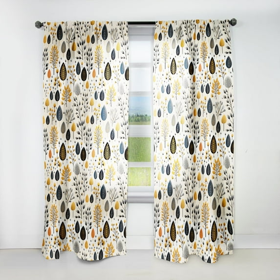 Designart "Subtle Charm In Beige Minimalism" Floral Room Darkening Curtain Single Panel