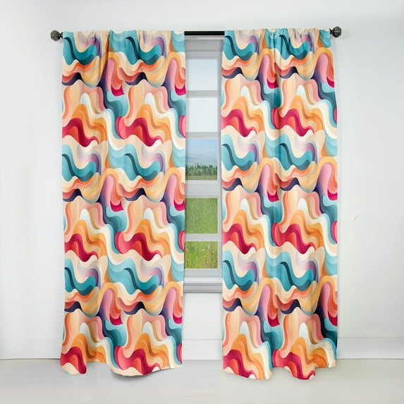 Designart "Subtle Multicolored Abstract Wave II" Abstract Blackout Curtain Panels