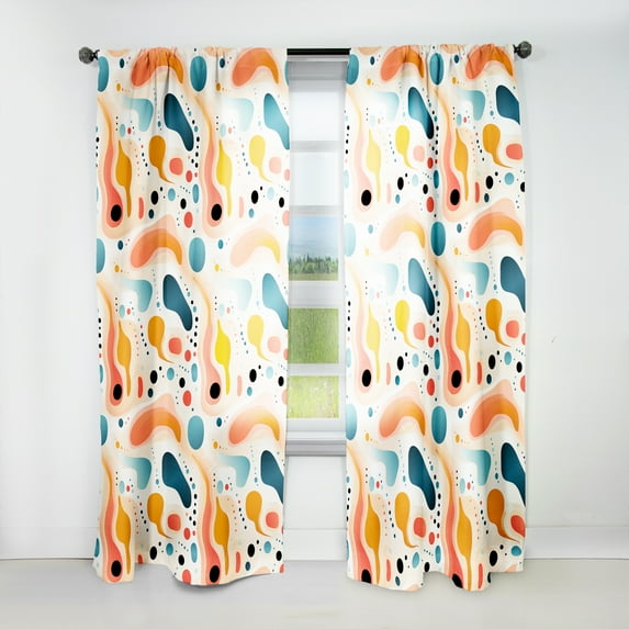 Designart "Subtle Multicolored Abstract Wave IV" Abstract Modern Curtain, Abstract