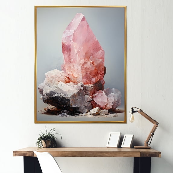 Designart "Subtle Pink Stone Art" Spiritual Stone Floater Framed Canvas Wall Art