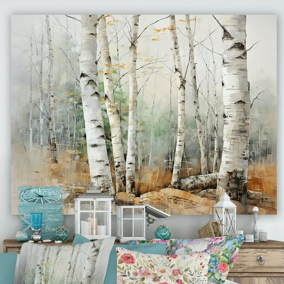 Designart "Subtle Silver Birch Allure II" Tree Birch Wall Decor