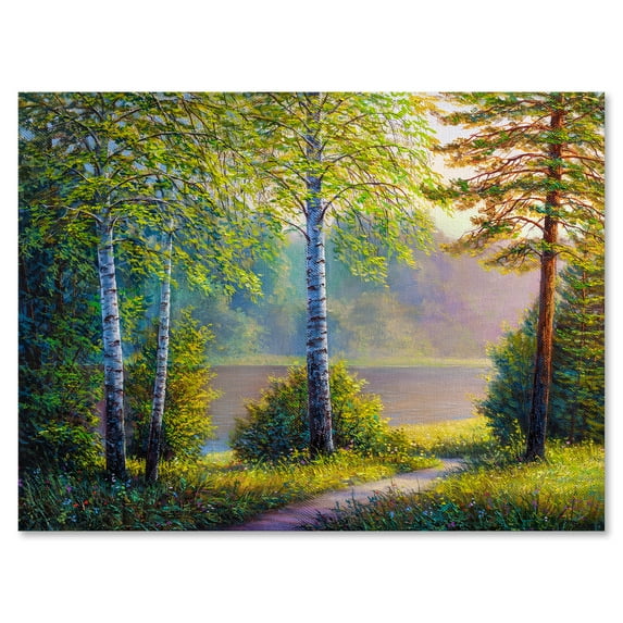 Designart ' Subtle Sunset Light Through The Trees I ' Traditional Canvas Wall Art Print