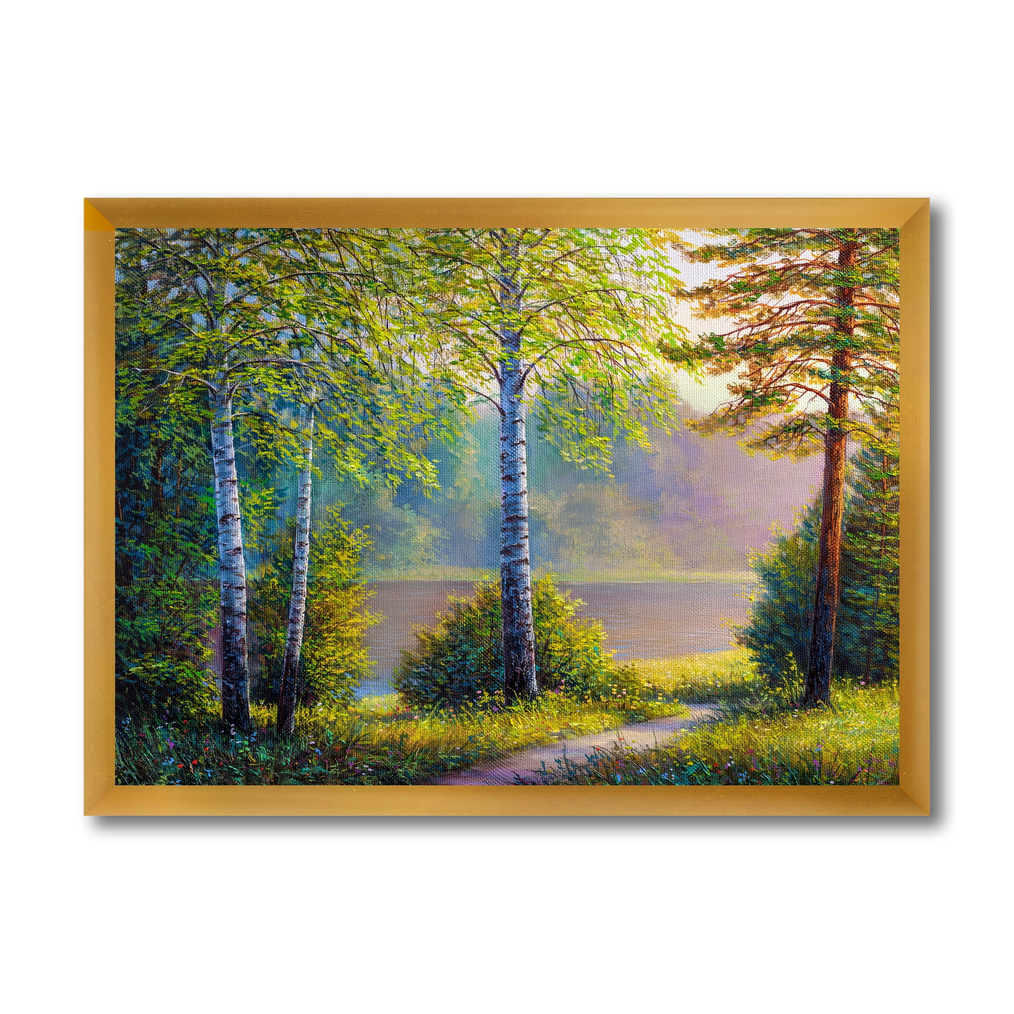 Designart 'Subtle Sunset Light Through The Trees I' Traditional Framed Art Print