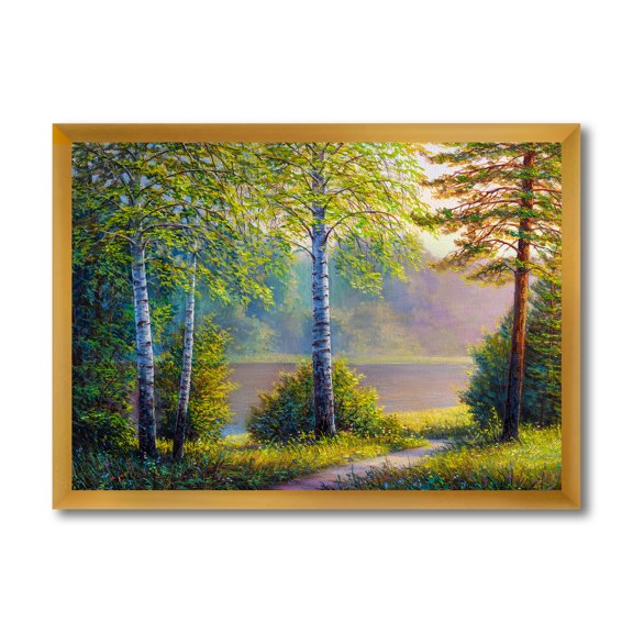 Designart 'Subtle Sunset Light Through The Trees I' Traditional Framed Art Print