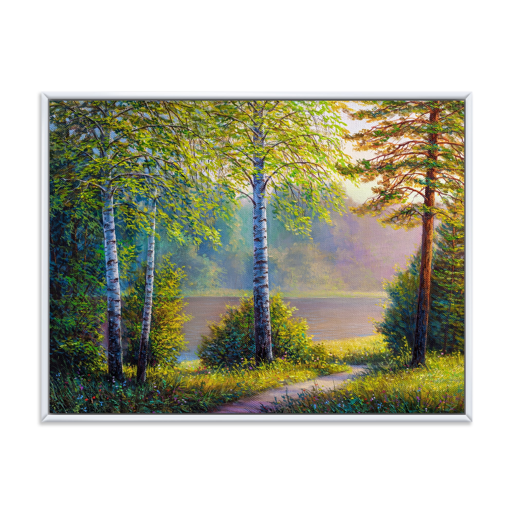 Designart 'Subtle Sunset Light Through The Trees I' Traditional Framed Canvas Wall Art Print