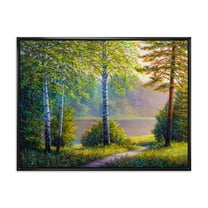 Designart 'Subtle Sunset Light Through The Trees I' Traditional Framed Canvas Wall Art Print