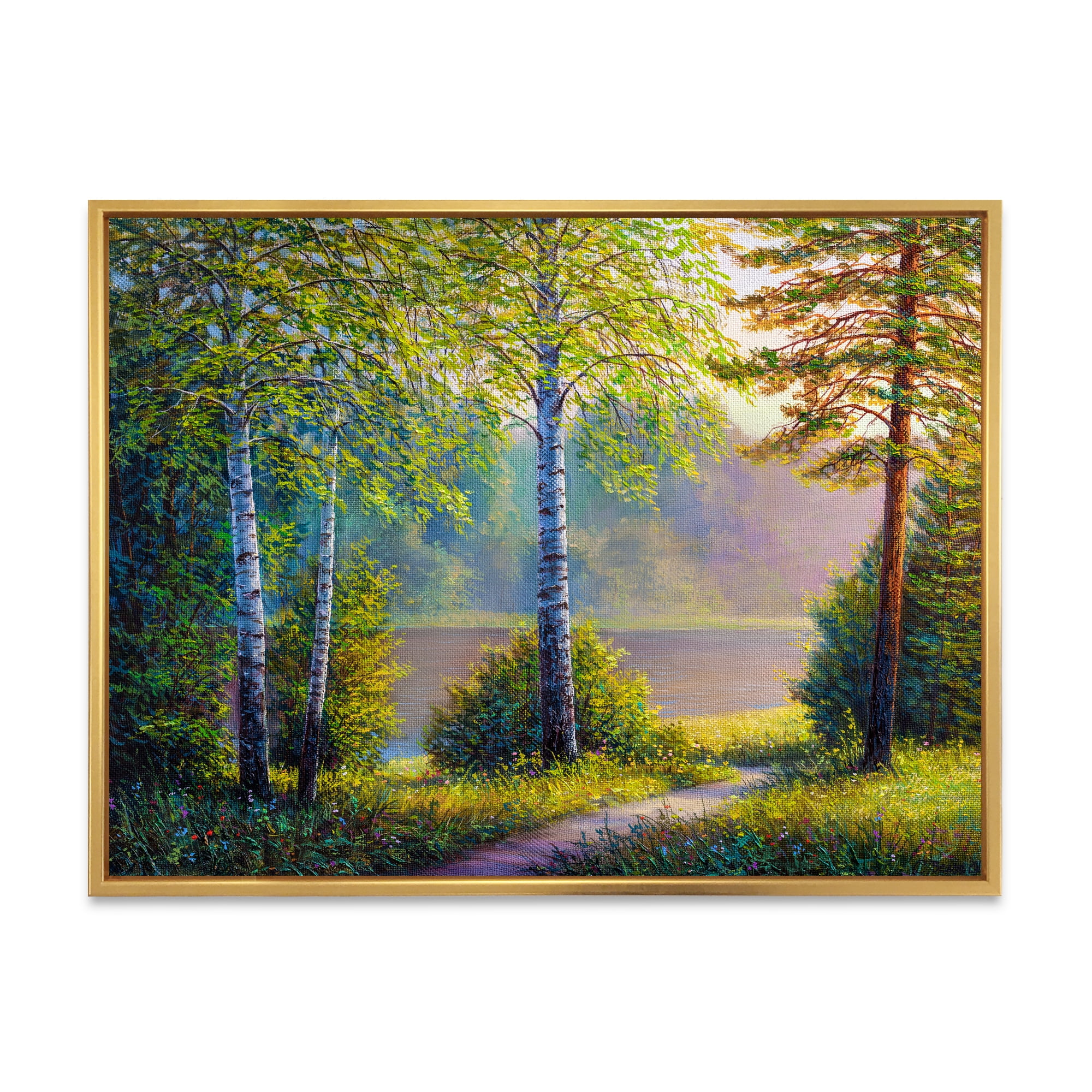 Designart 'Subtle Sunset Light Through The Trees I' Traditional Framed Canvas Wall Art Print
