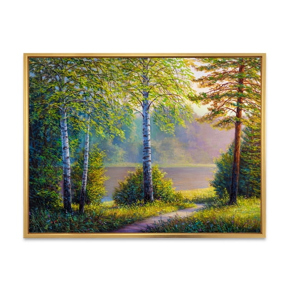 Designart 'Subtle Sunset Light Through The Trees I' Traditional Framed Canvas Wall Art Print
