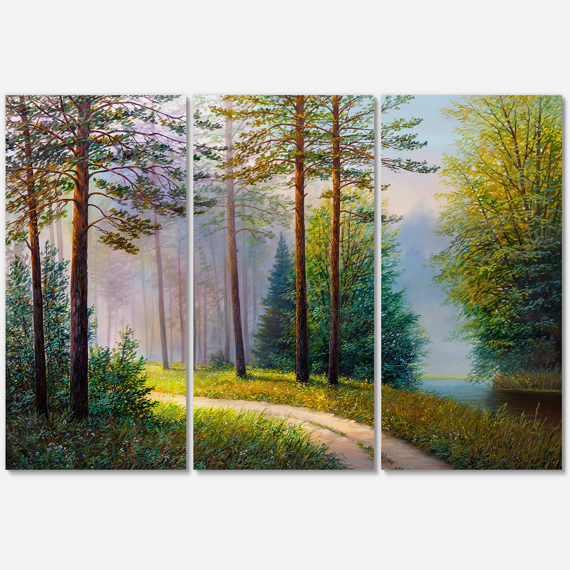 Designart ' Subtle Sunset Light Through The Trees II ' Lake House Canvas Wall Art Print