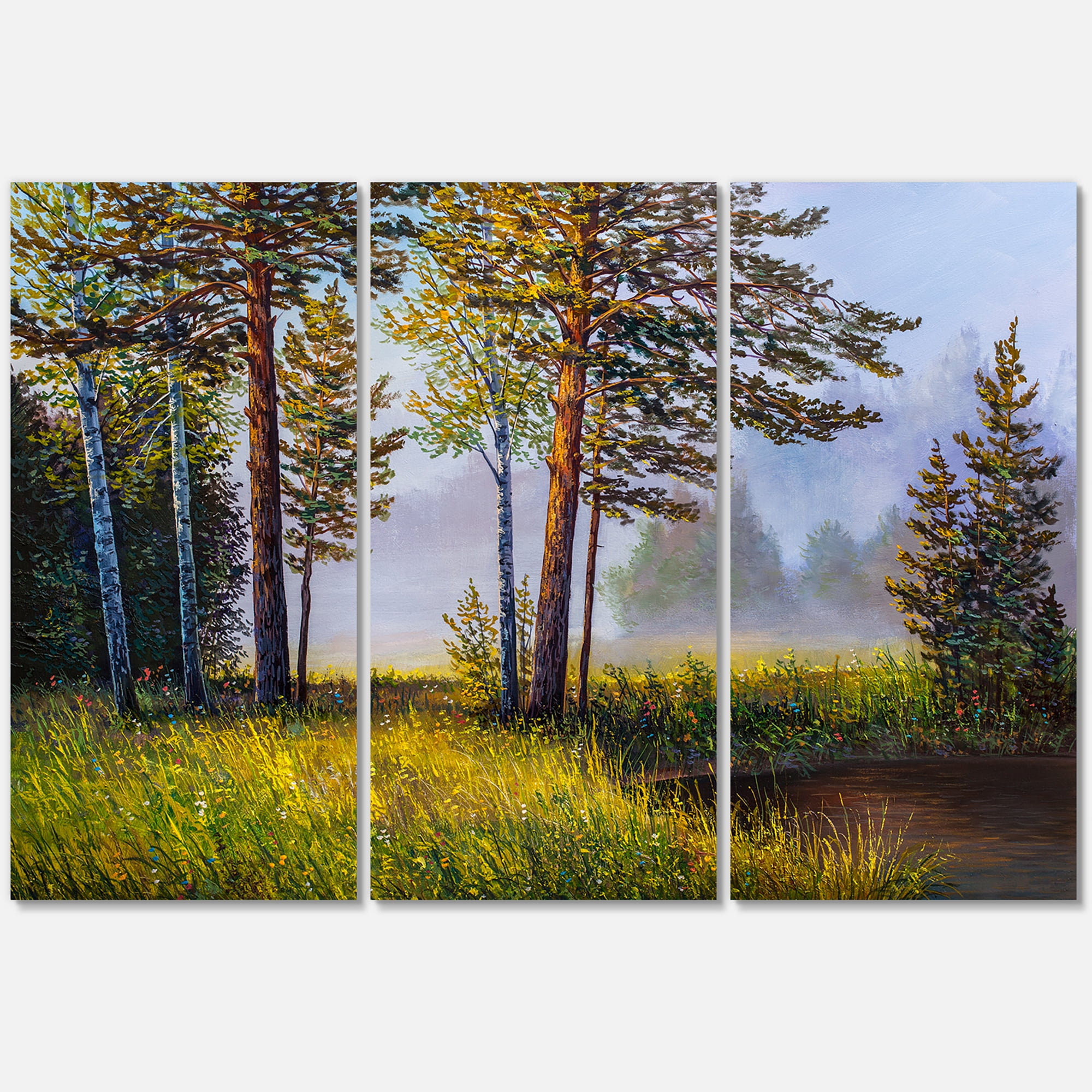 Designart ' Subtle Sunset Light Through The Trees III ' Lake House Canvas Wall Art Print