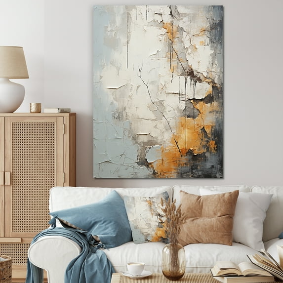 Designart "Subtle Tranquility In Grey And Yellow" Abstract Shapes Canvas Prints