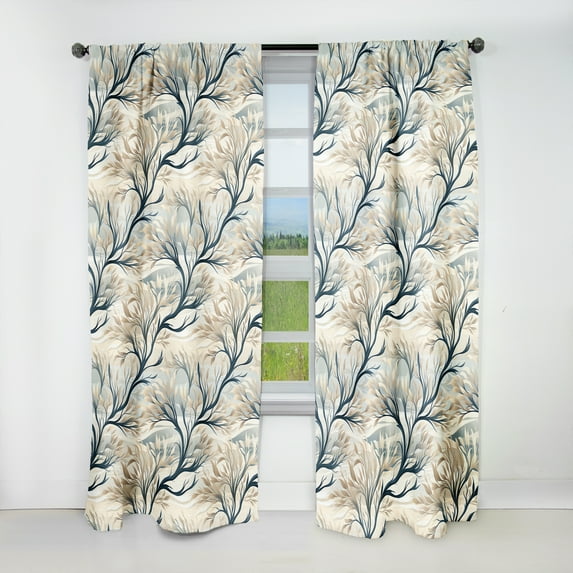Designart "Subtle Tree Silhouette" Floral Blackout Curtain Single Panel