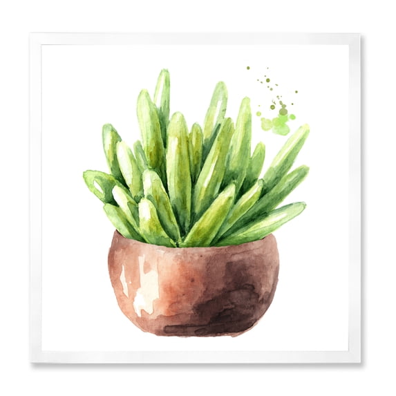 Designart 'Succulent Flower In Terracotta Clypot I' Traditional Framed Art Print