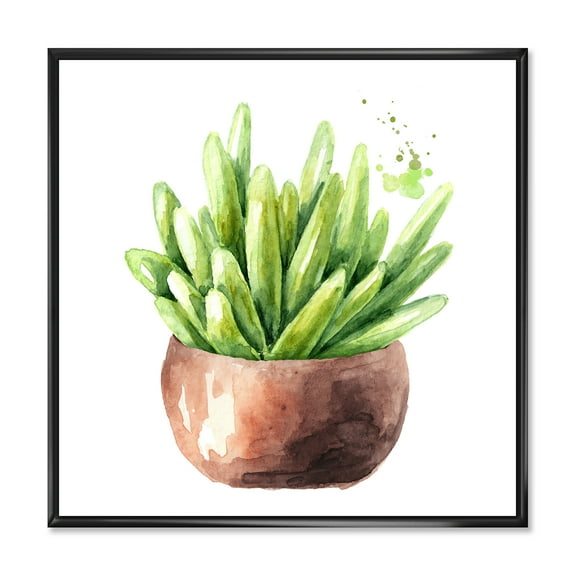 Designart 'Succulent Flower In Terracotta Clypot I' Traditional Framed Canvas Wall Art Print