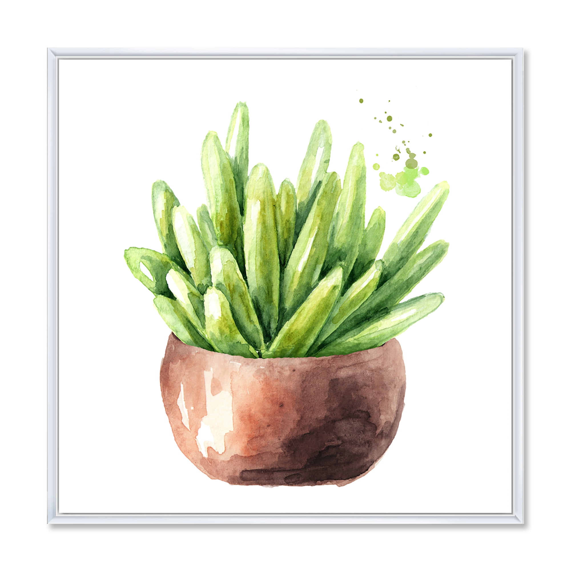Designart 'Succulent Flower In Terracotta Clypot I' Traditional Framed Canvas Wall Art Print