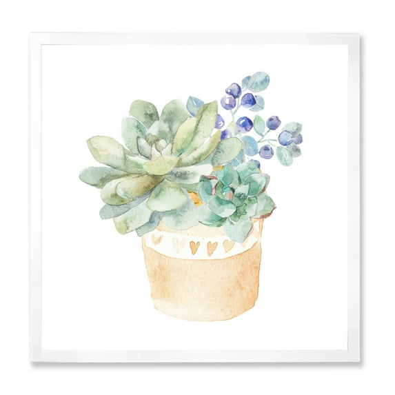 Designart 'Succulent Flower In Terracotta Clypot II' Traditional Framed Art Print