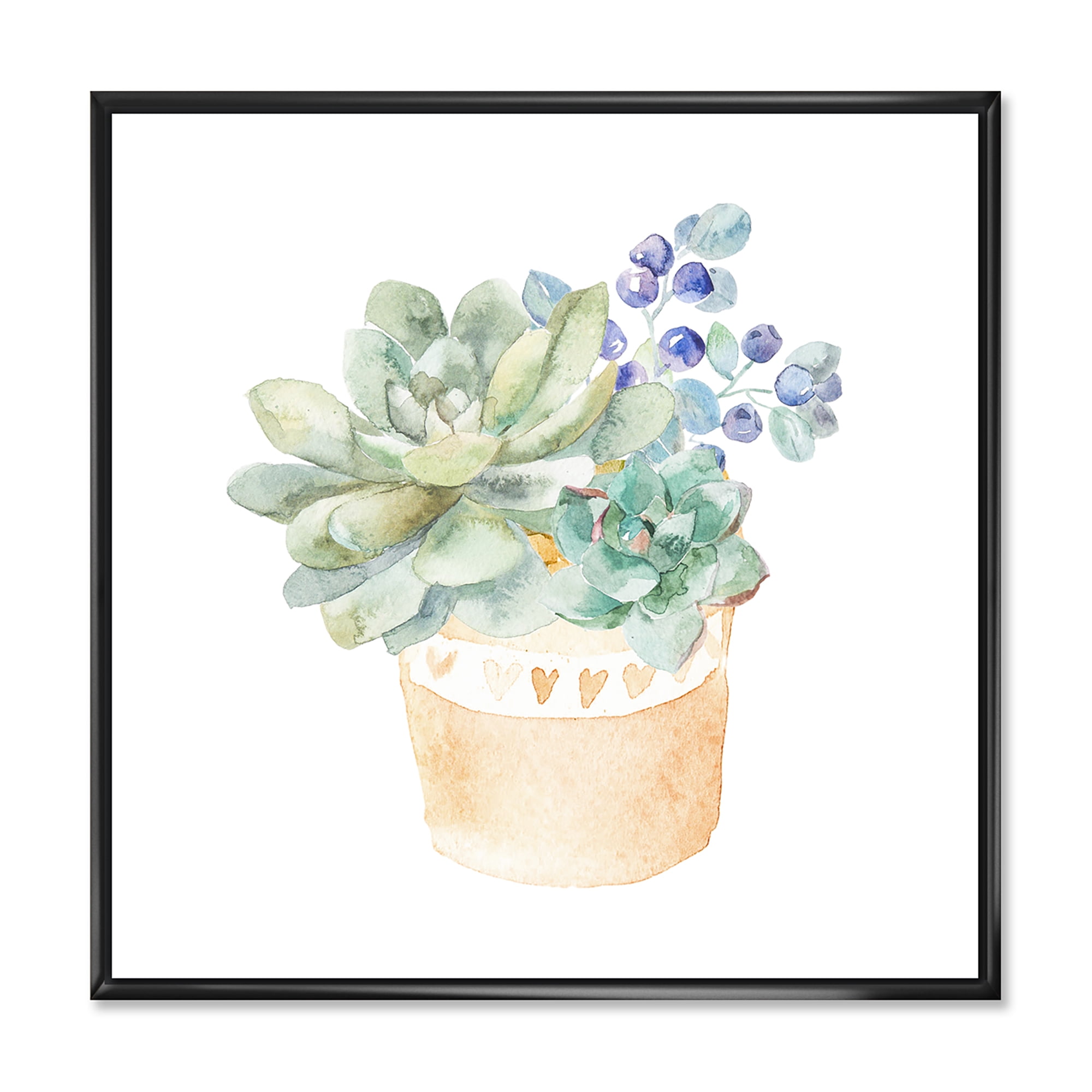 Designart 'Succulent Flower In Terracotta Clypot II' Traditional Framed Canvas Wall Art Print