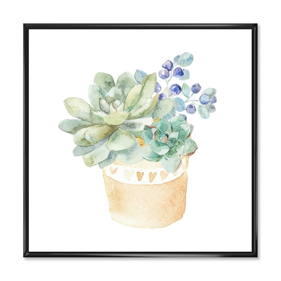 Designart 'Succulent Flower In Terracotta Clypot II' Traditional Framed Canvas Wall Art Print