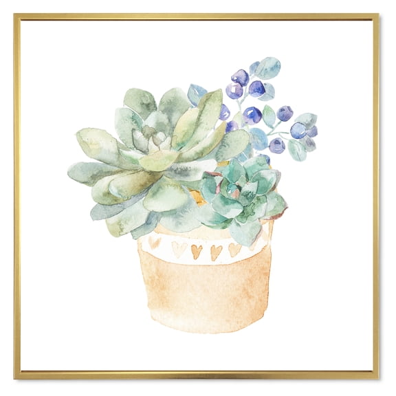 Designart 'Succulent Flower In Terracotta Clypot II' Traditional Framed Canvas Wall Art Print