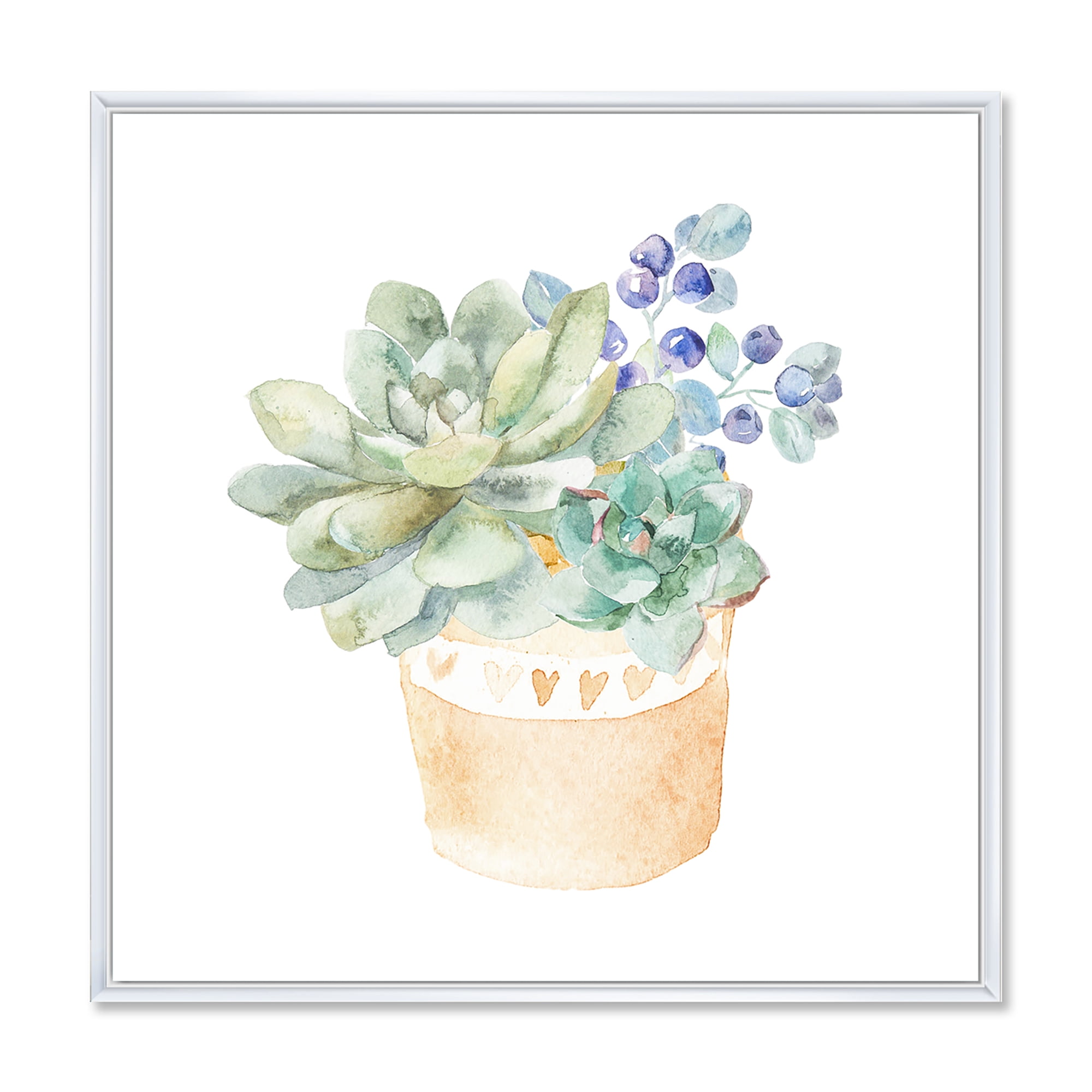 Designart 'Succulent Flower In Terracotta Clypot II' Traditional Framed Canvas Wall Art Print