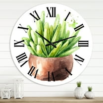 Designart 'Succulent Flower In Terracotta Pot I' Traditional Wall Clock