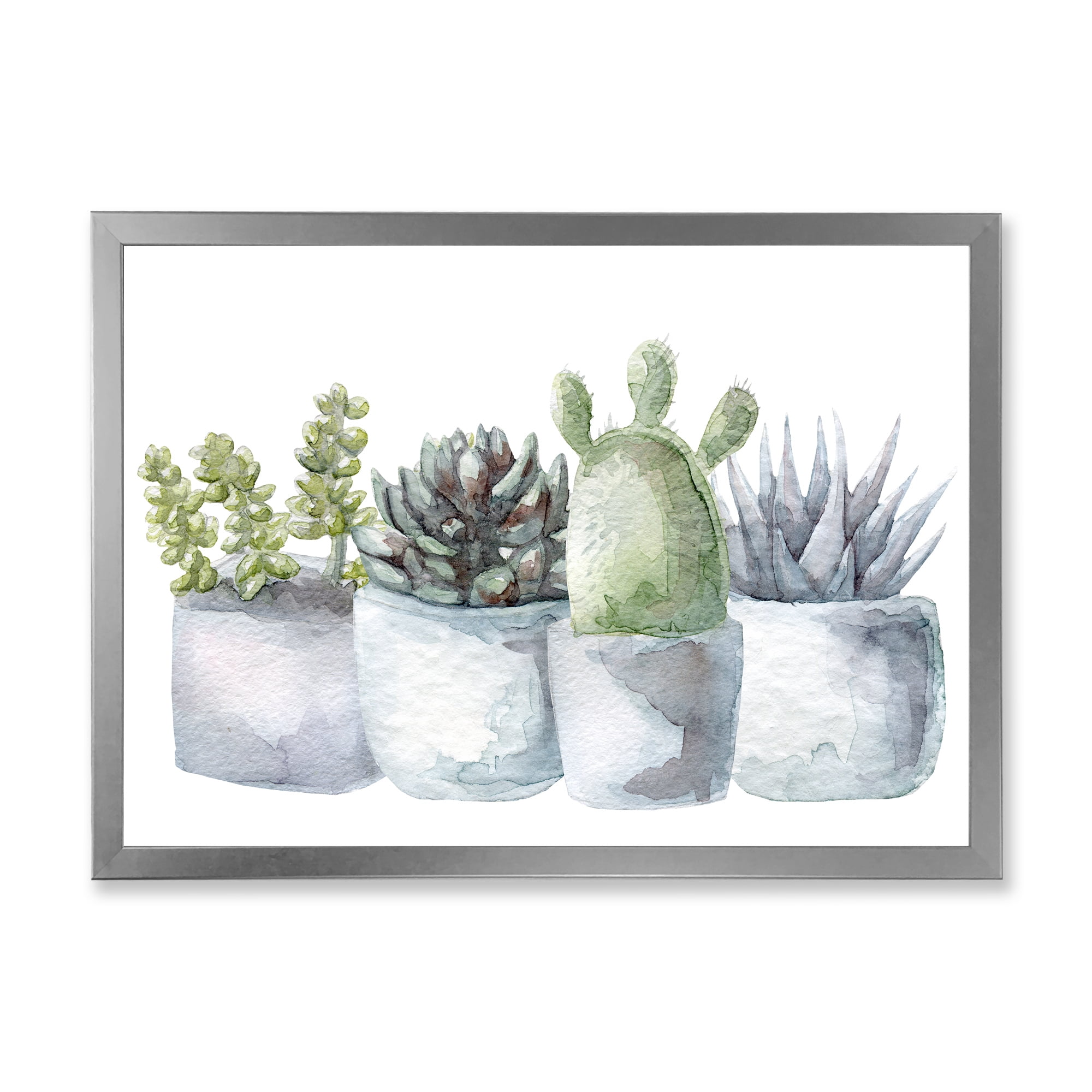Designart 'Succulent and Cactus House Plants I' Farmhouse Framed Art Print