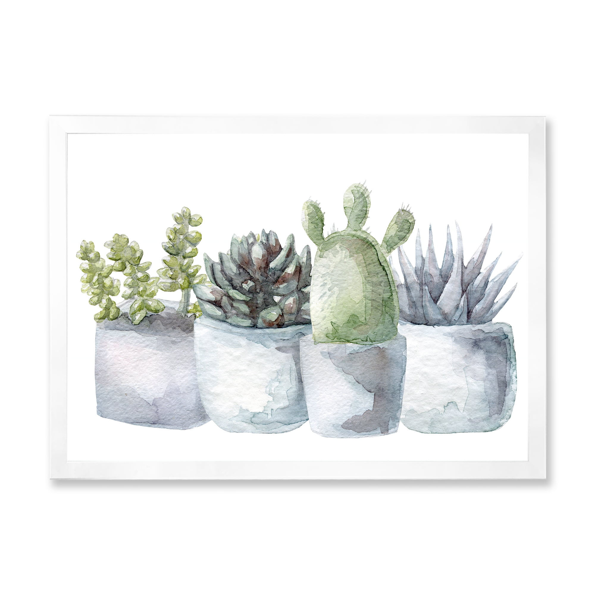 Designart 'Succulent and Cactus House Plants I' Farmhouse Framed Art Print