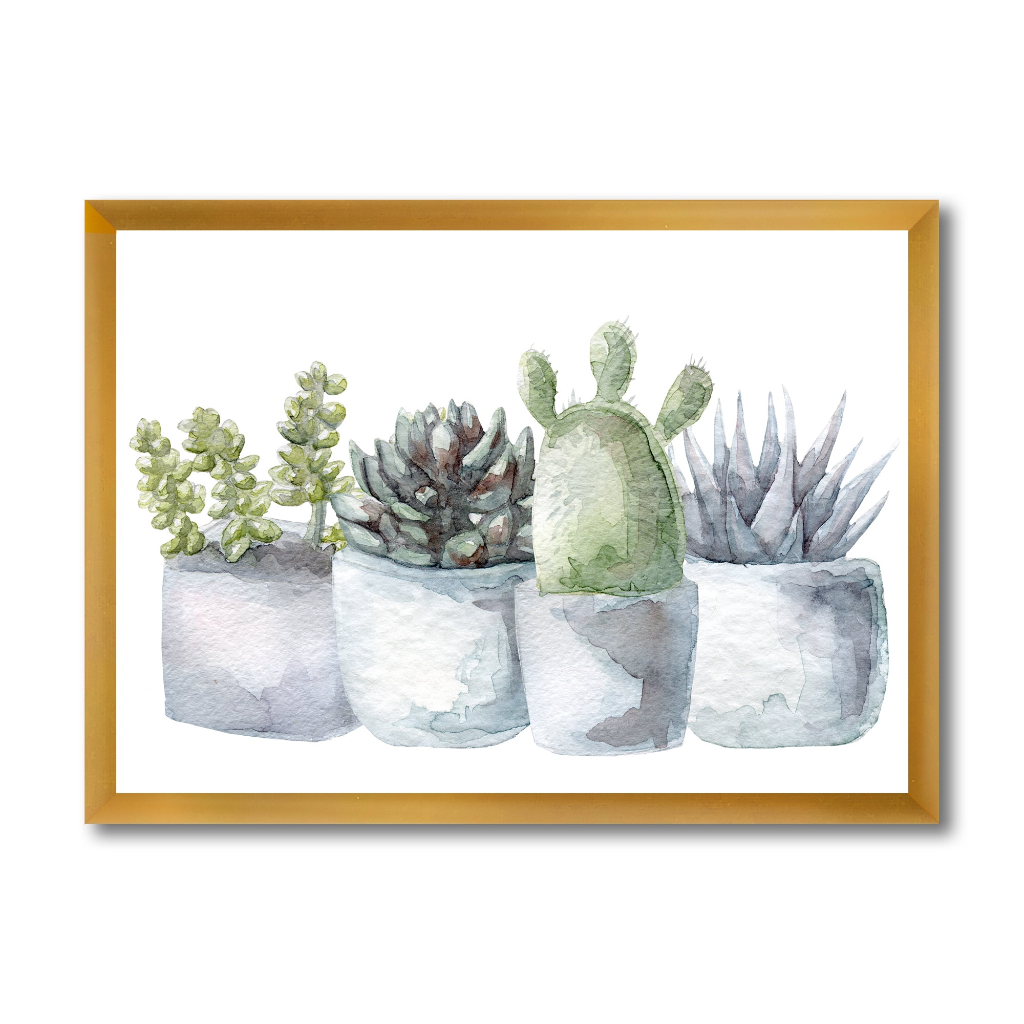 Designart 'Succulent and Cactus House Plants I' Farmhouse Framed Art Print