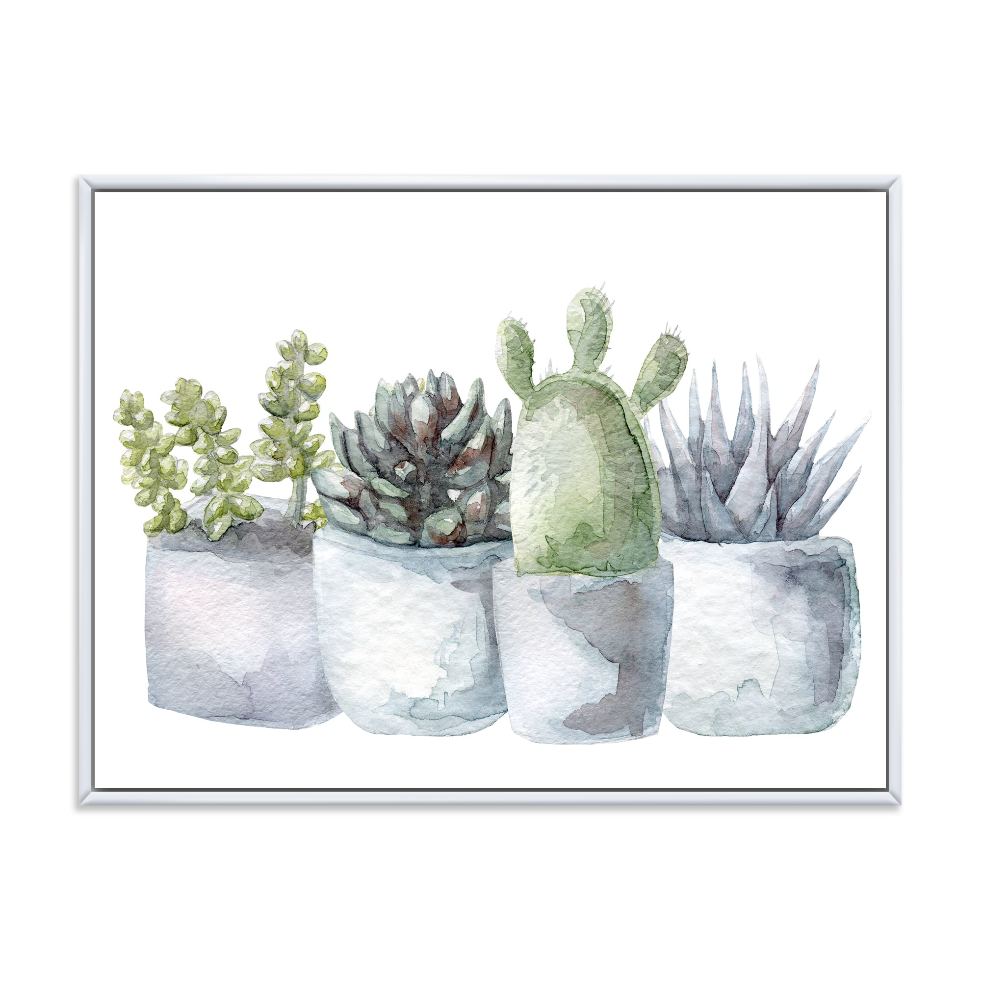 Designart 'Succulent and Cactus House Plants I' Farmhouse Framed Canvas Wall Art Print
