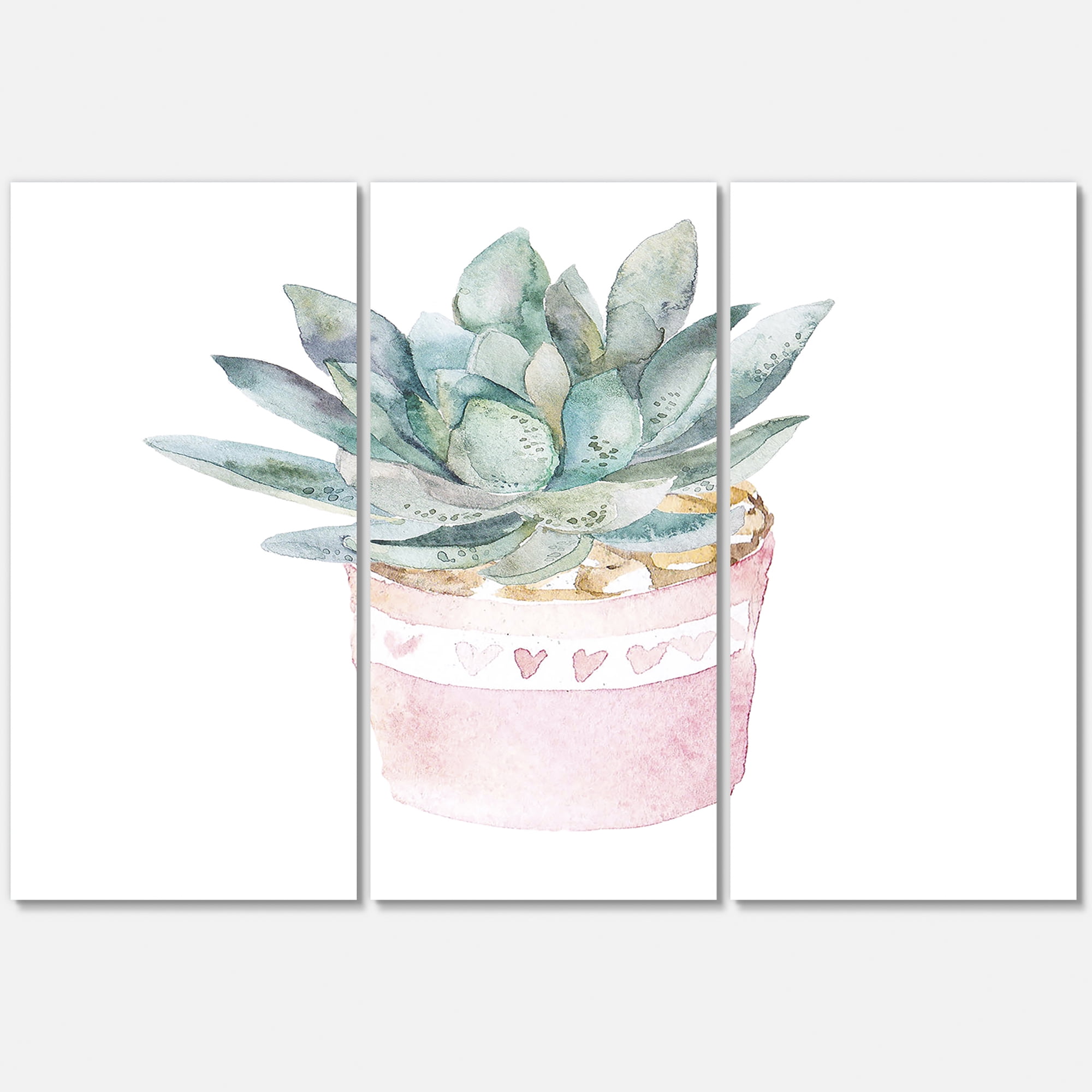 Designart ' Succulent and Cactus House Plants II ' Farmhouse Canvas Wall Art Print
