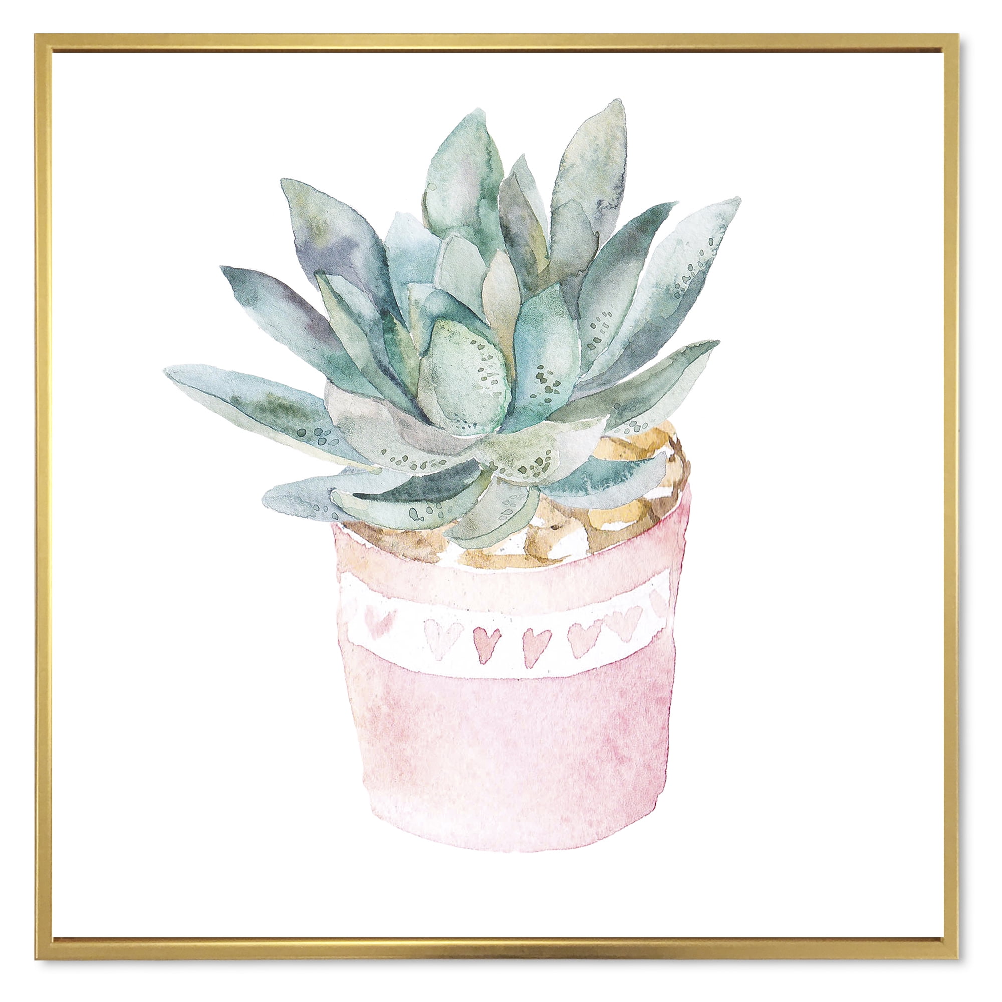 Designart 'Succulent and Cactus House Plants II' Farmhouse Framed Canvas Wall Art Print