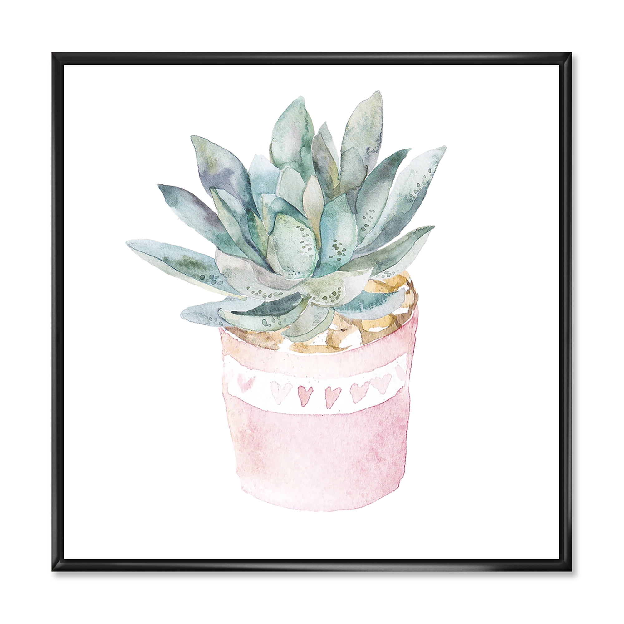 Designart 'Succulent and Cactus House Plants II' Farmhouse Framed Canvas Wall Art Print