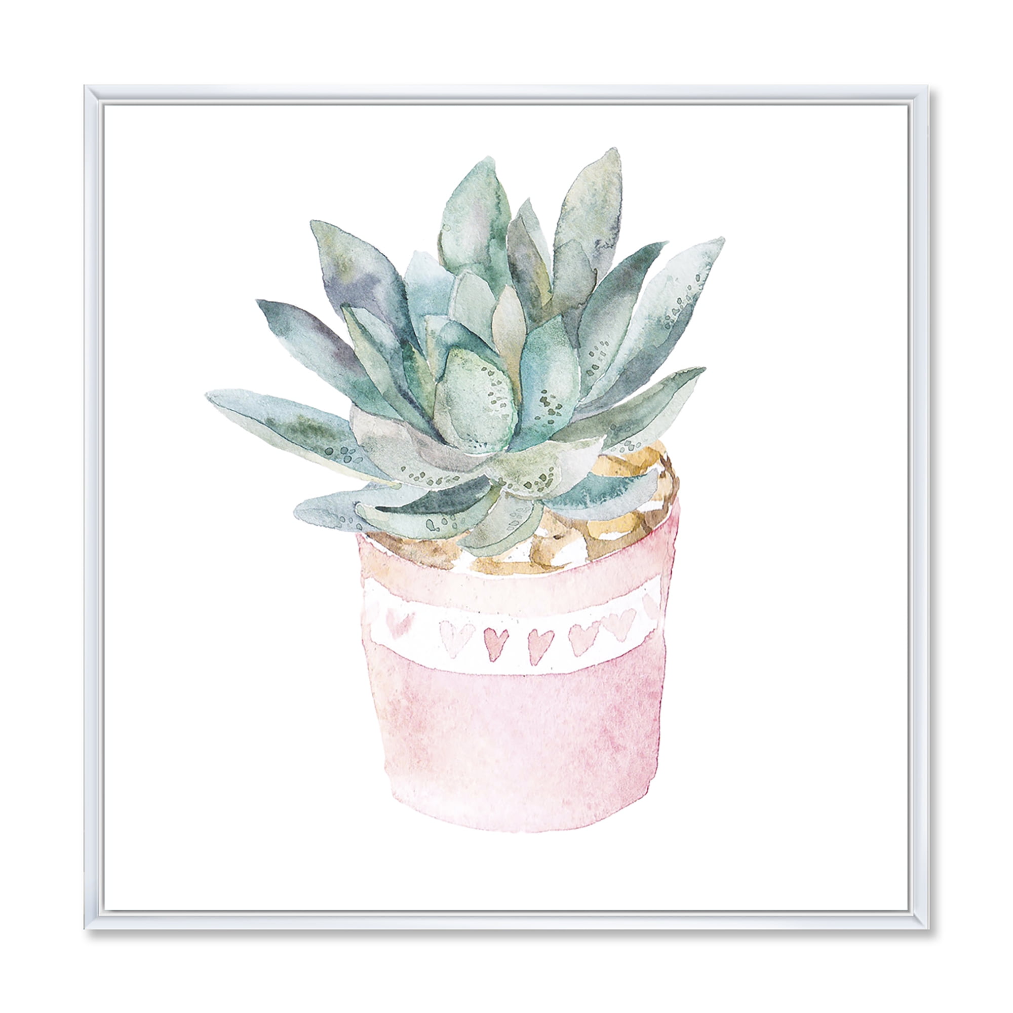 Designart 'Succulent and Cactus House Plants II' Farmhouse Framed Canvas Wall Art Print