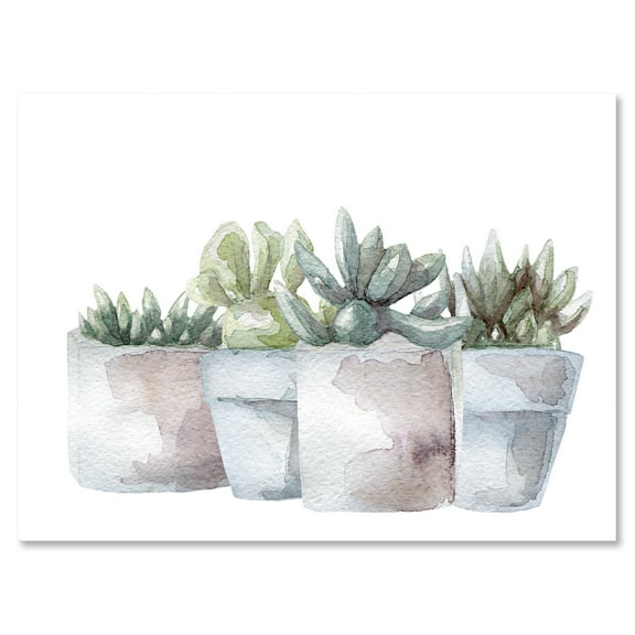 Designart ' Succulent and Cactus House Plants III ' Farmhouse Canvas Wall Art Print