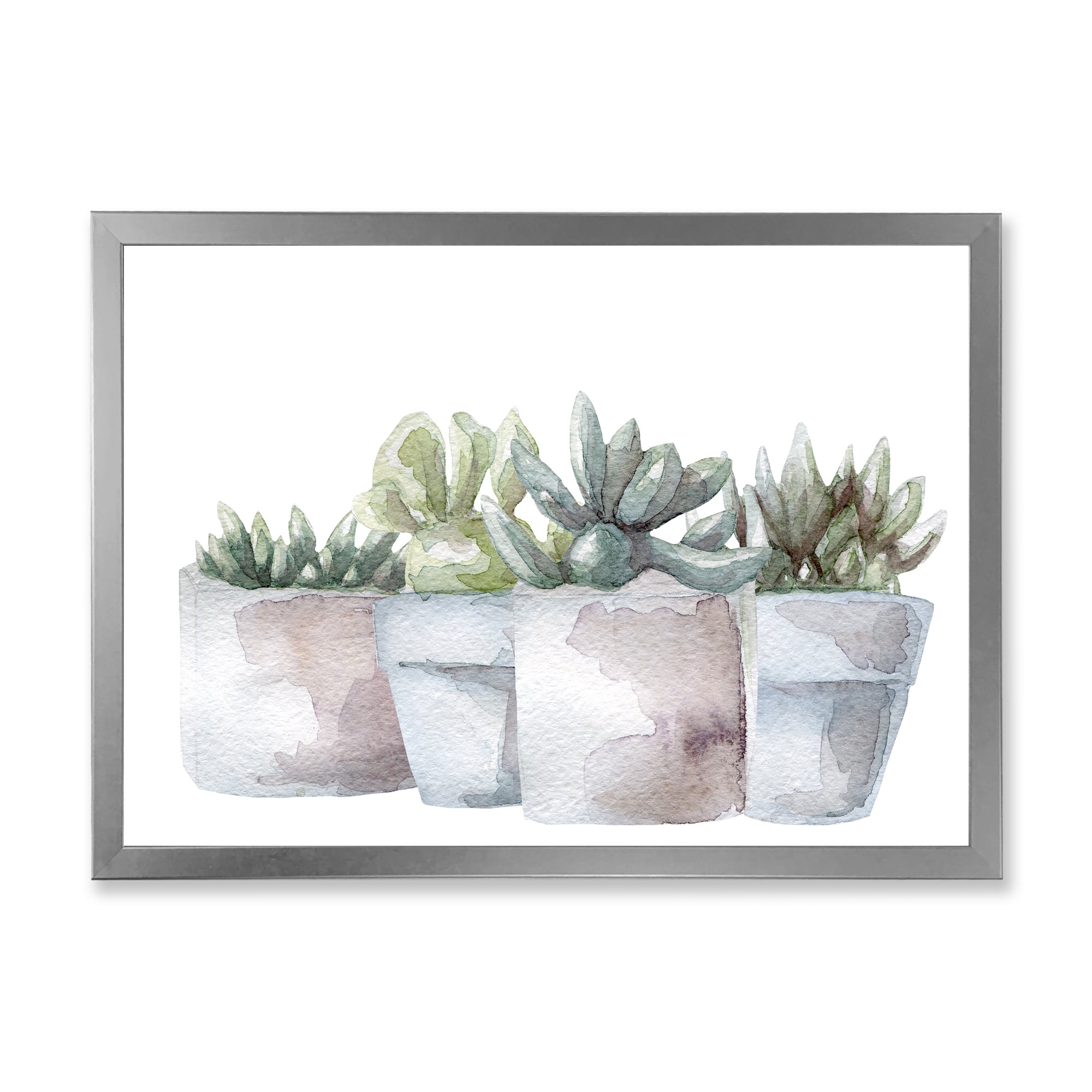 Designart 'Succulent and Cactus House Plants III' Farmhouse Framed Art Print