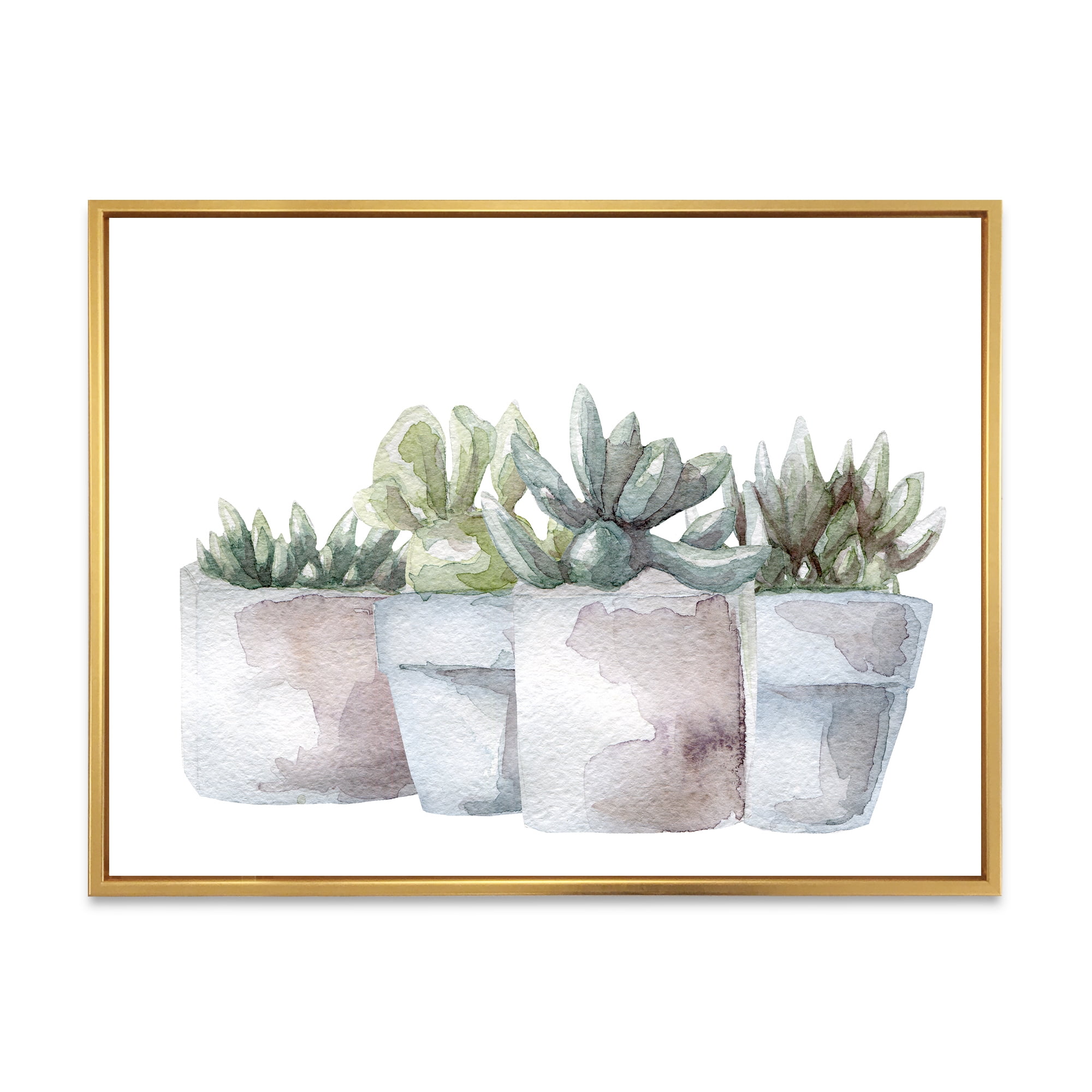 Designart 'Succulent and Cactus House Plants III' Farmhouse Framed Canvas Wall Art Print