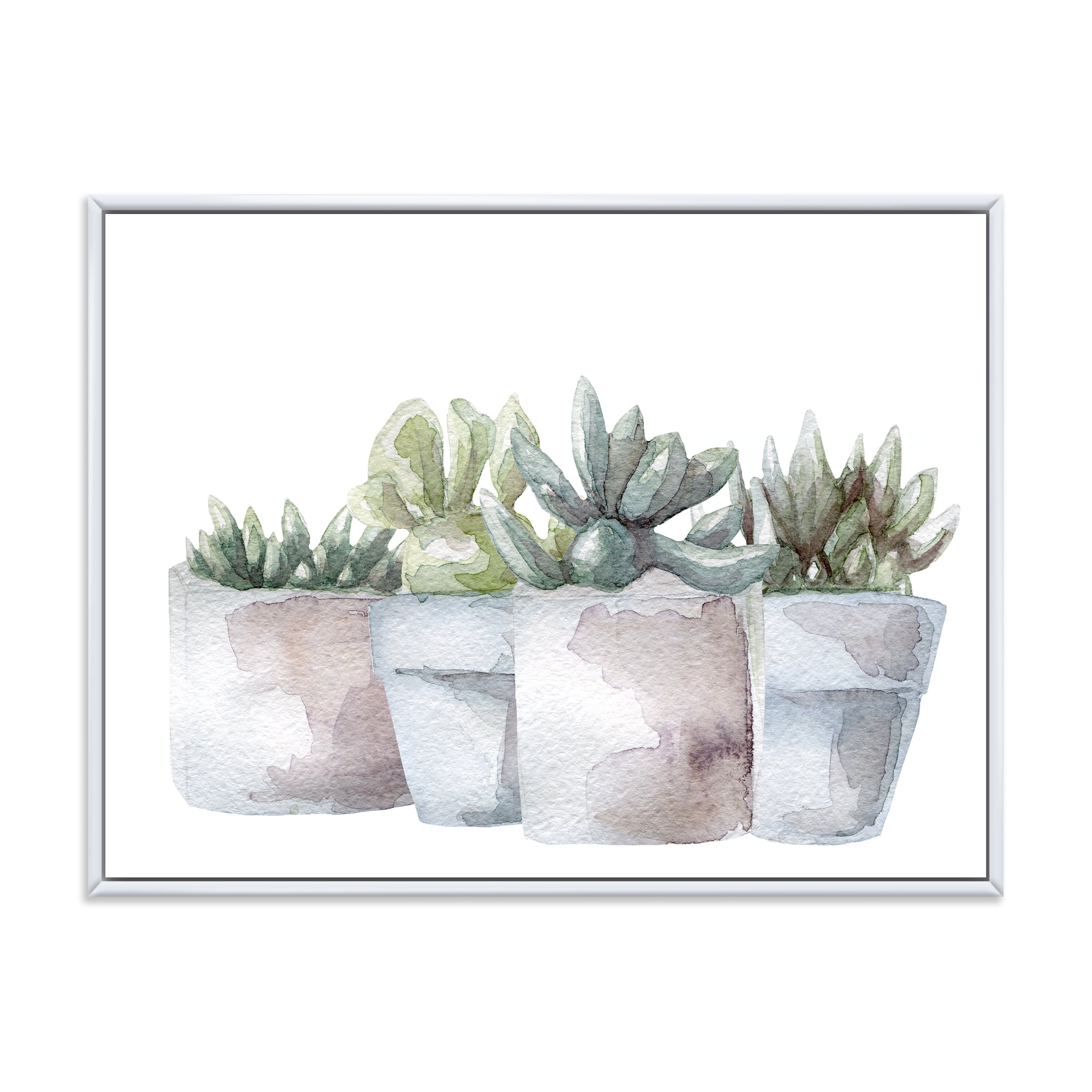 Designart 'Succulent and Cactus House Plants III' Farmhouse Framed Canvas Wall Art Print