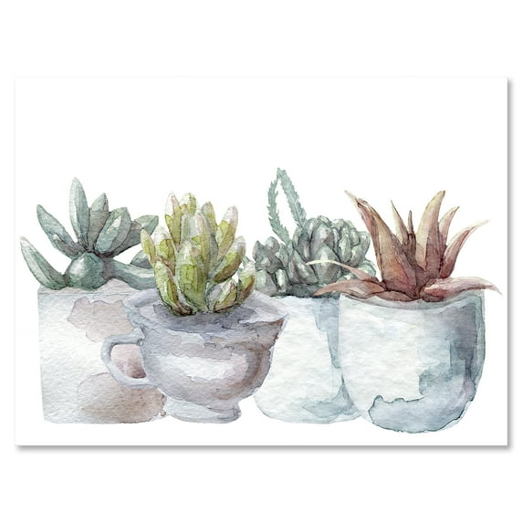Designart ' Succulent and Cactus House Plants IV ' Farmhouse Canvas Wall Art Print