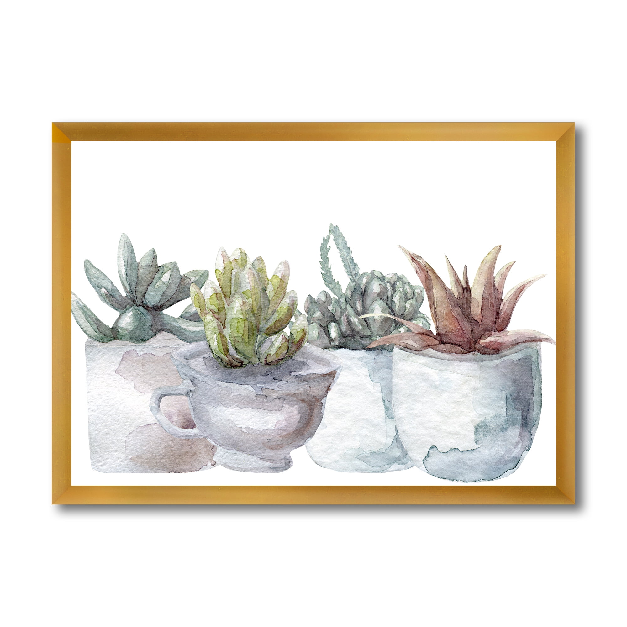 Designart 'Succulent and Cactus House Plants IV' Farmhouse Framed Art Print