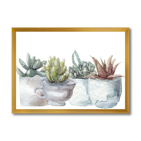 Designart 'Succulent and Cactus House Plants IV' Farmhouse Framed Art Print