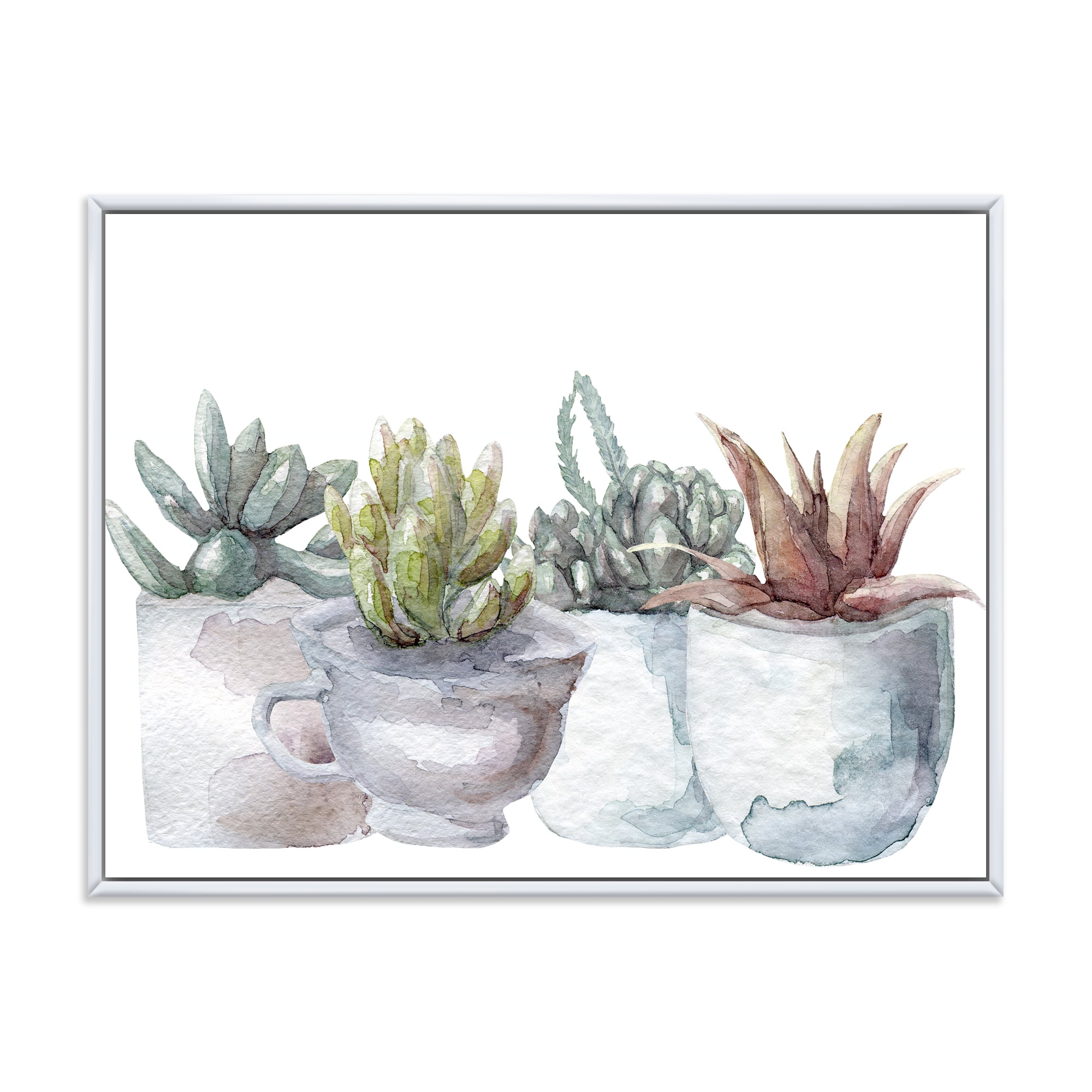 Designart 'Succulent and Cactus House Plants IV' Farmhouse Framed Canvas Wall Art Print