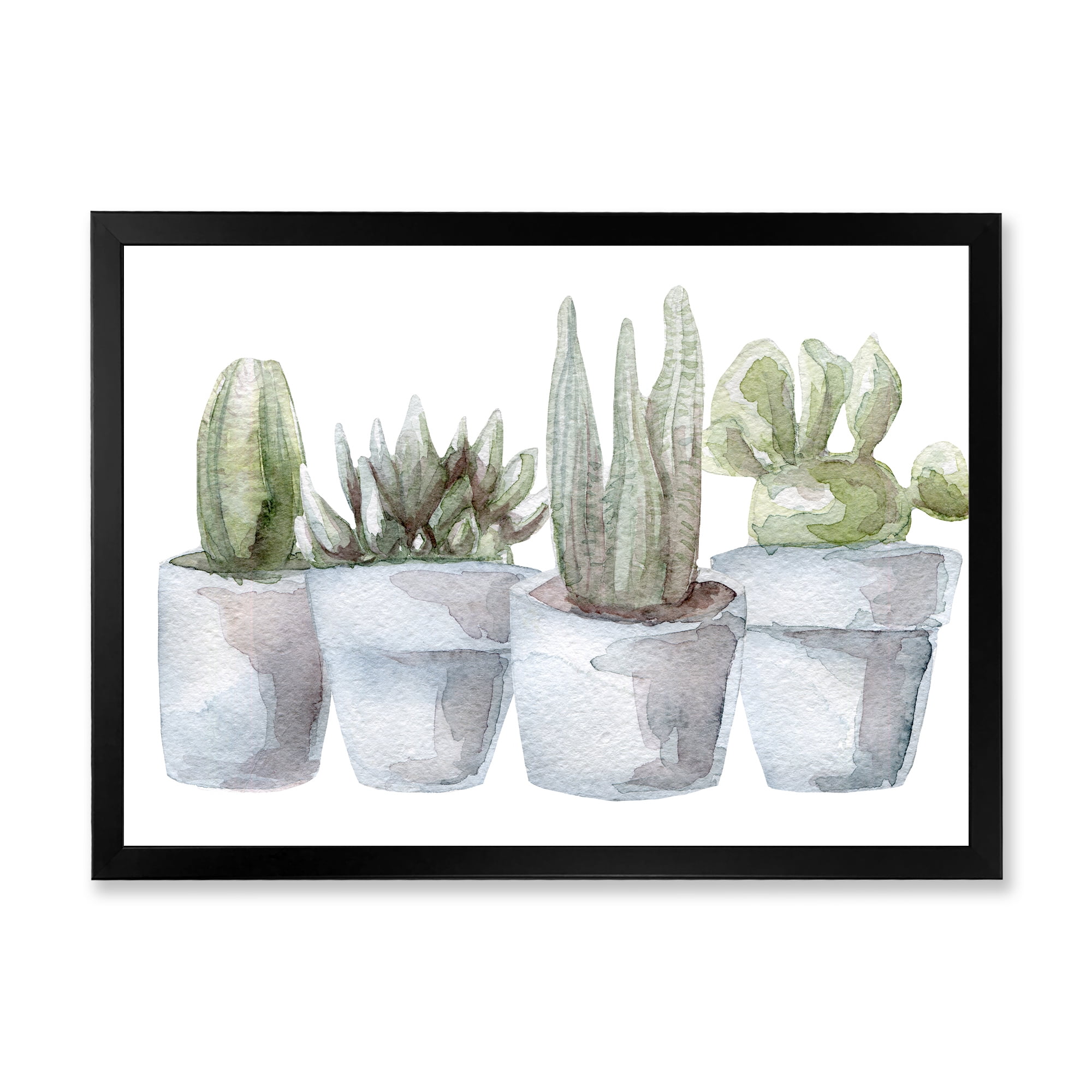 Designart 'Succulent and Cactus House Plants V' Farmhouse Framed Art Print