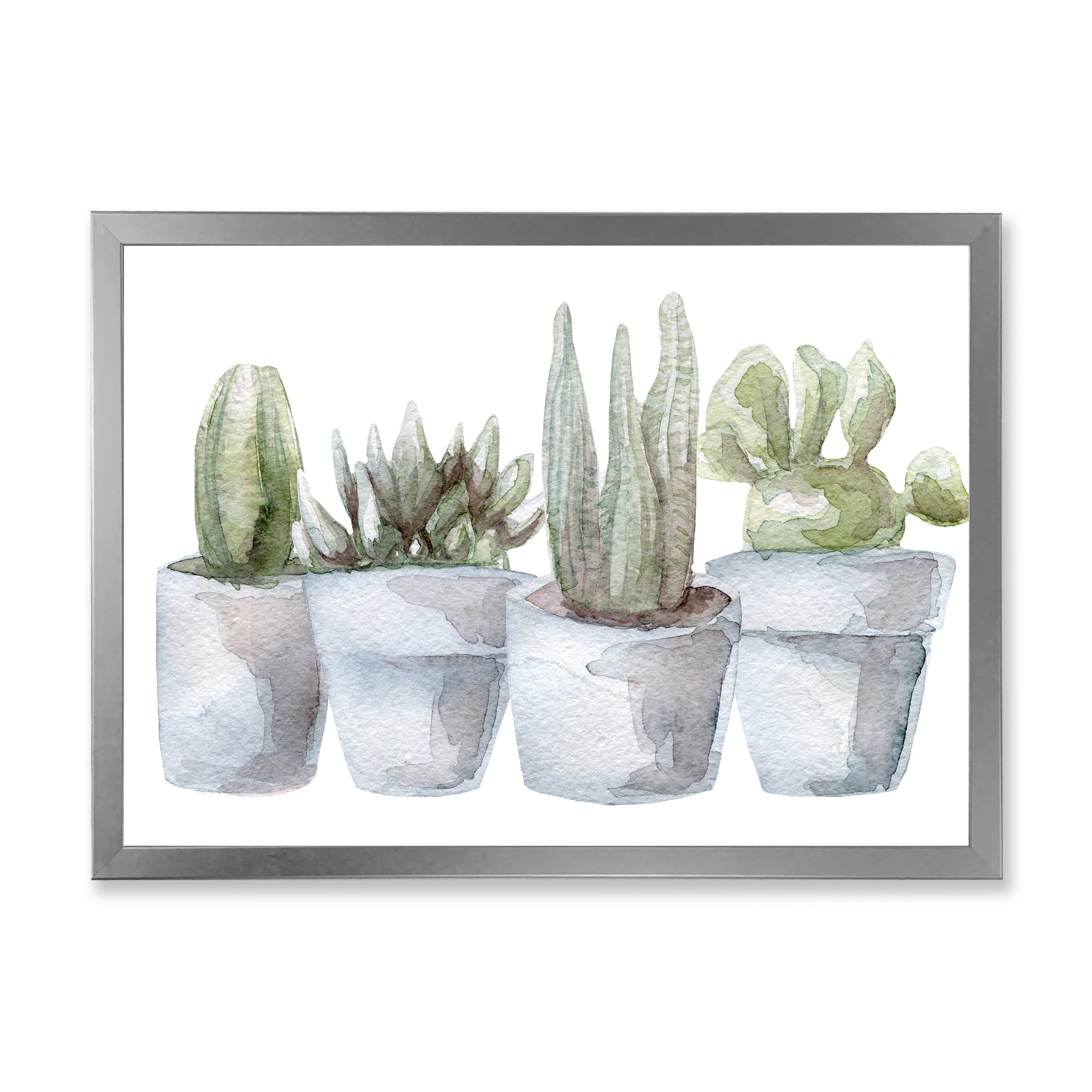 Designart 'Succulent and Cactus House Plants V' Farmhouse Framed Art Print