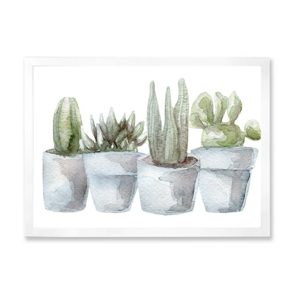 Designart 'Succulent and Cactus House Plants V' Farmhouse Framed Art Print