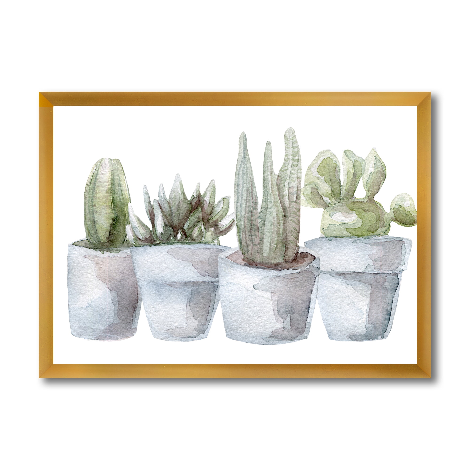 Designart 'Succulent and Cactus House Plants V' Farmhouse Framed Art Print