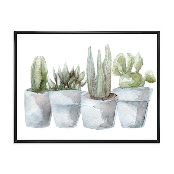Designart 'Succulent and Cactus House Plants V' Farmhouse Framed Canvas Wall Art Print