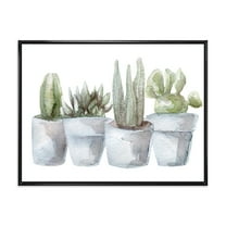 Designart 'Succulent and Cactus House Plants V' Farmhouse Framed Canvas Wall Art Print