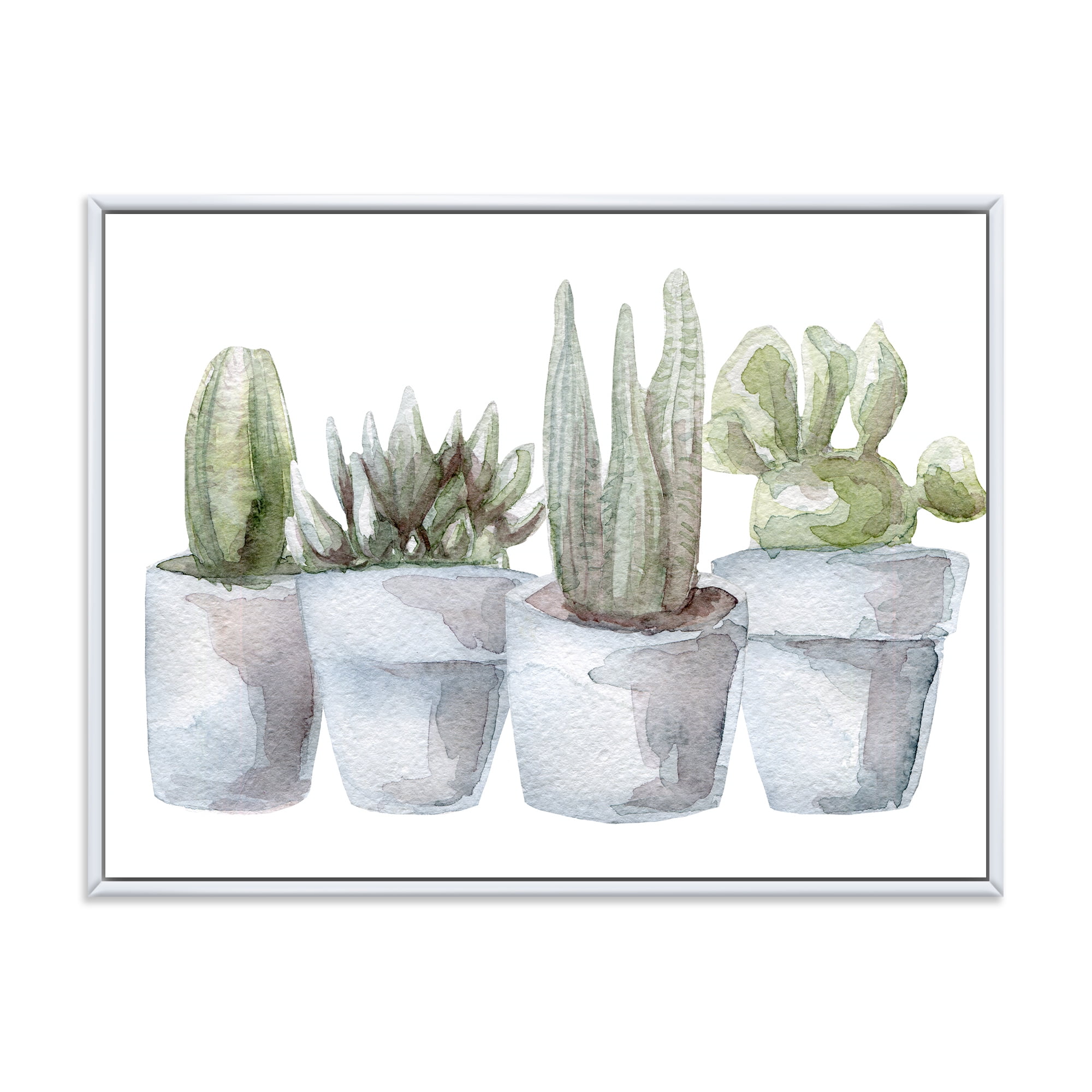 Designart 'Succulent and Cactus House Plants V' Farmhouse Framed Canvas Wall Art Print