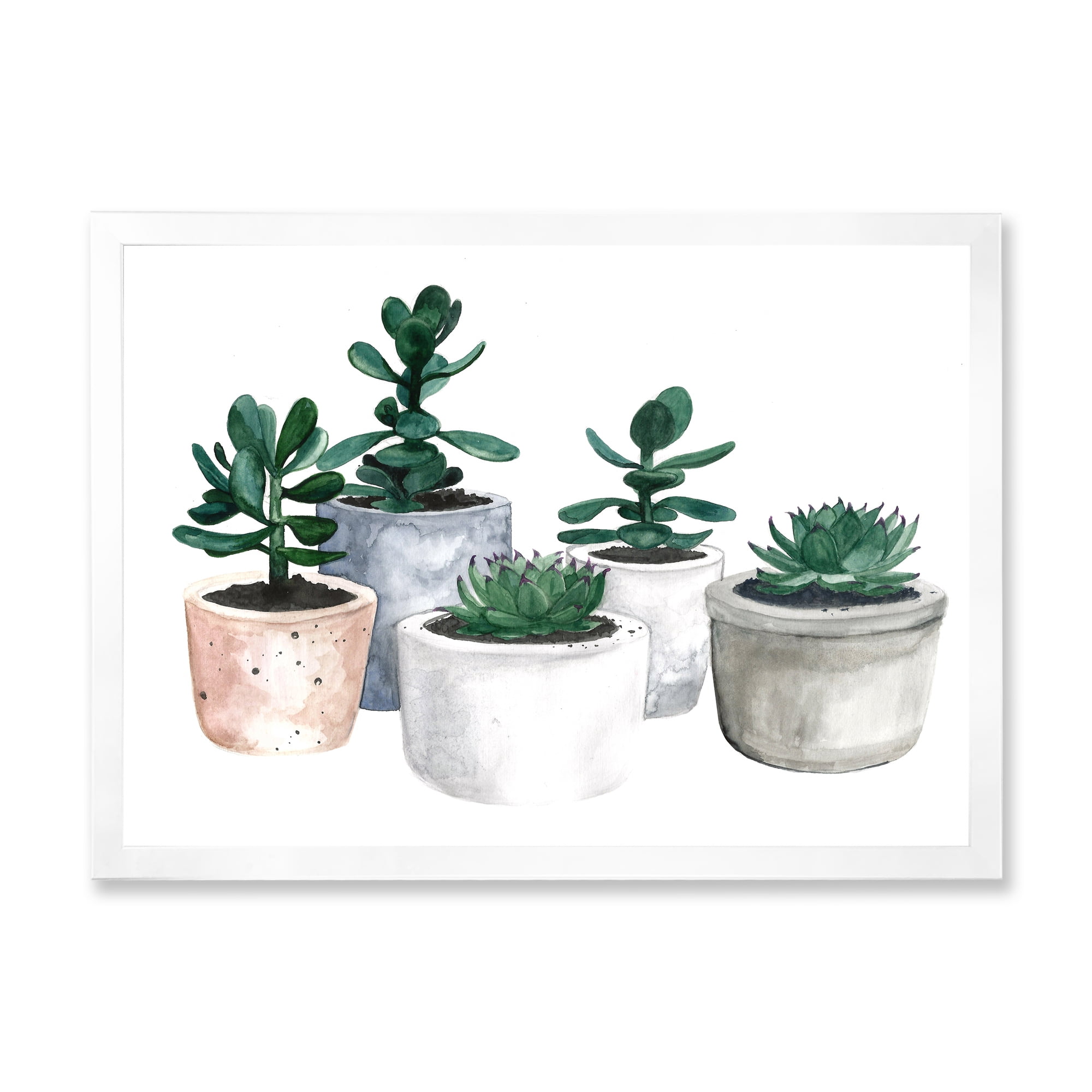 Designart 'Succulent and Cactus House Plants VI' Farmhouse Framed Art Print